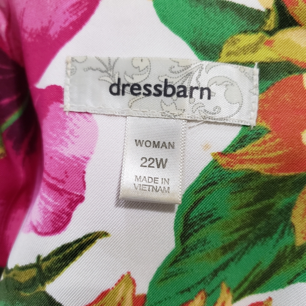 Dress Barn Womans Floral Sleeveless Sheath Pleated Neckline Size 22W - Picture 3 of 4